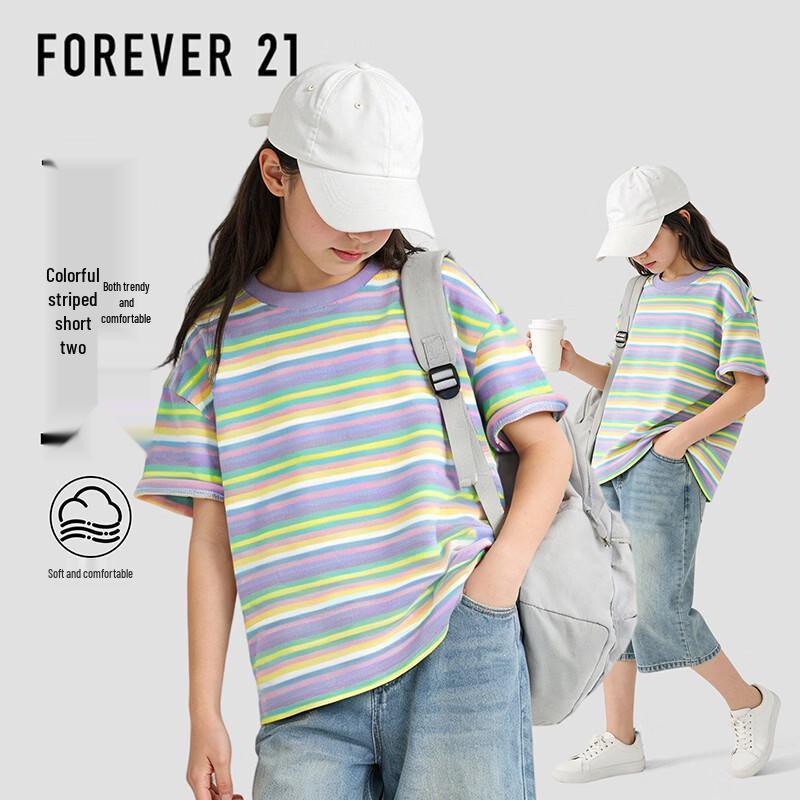 FOREVER21 Girls  Striped Short-Sleeve T-Shirt 130