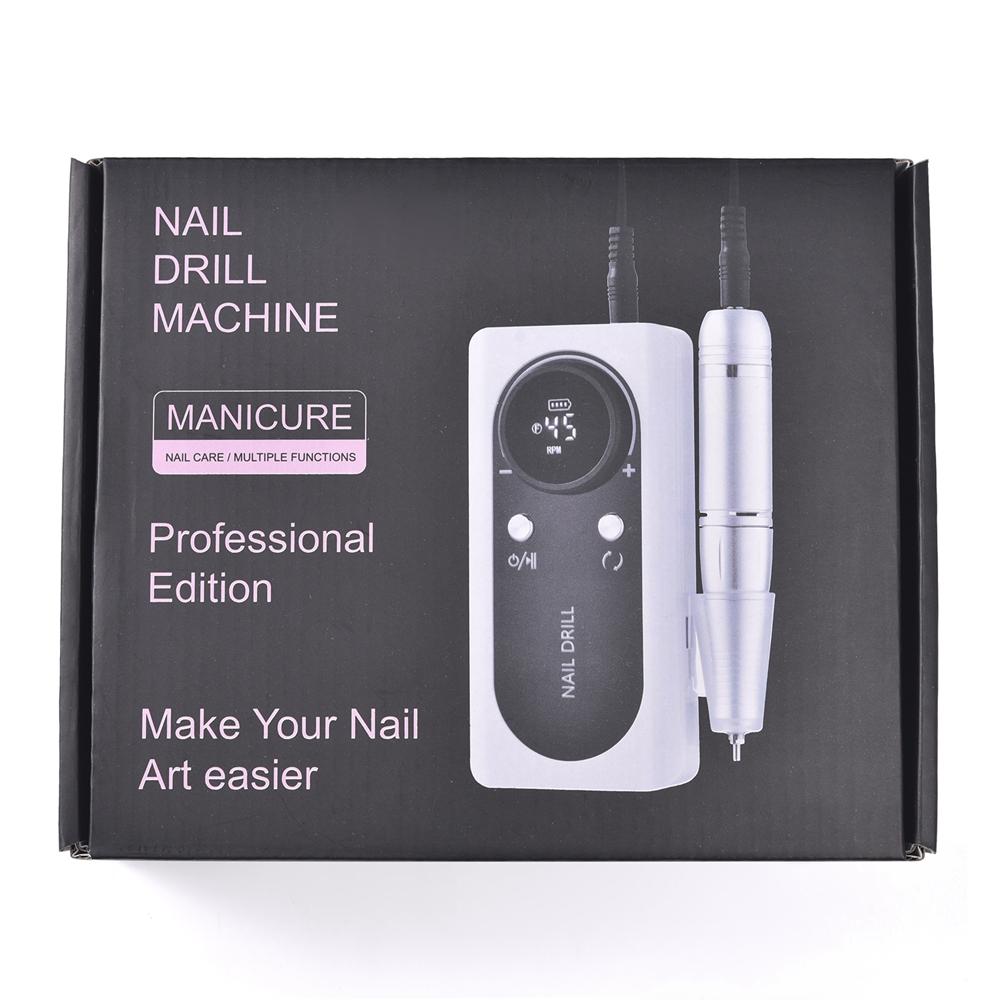 Professional 45000RPM Electric Portable Nail Drill Machine Rechargeable Low Noise Nail Sander File for Manicure Salon Drill Tool