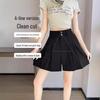 2025 Petite Plus Size Summer Suit: High-Waist A-Line Midi Skirt & Wide-Leg Five-Point Pants