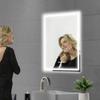 Modern Wall Mount Bathroom Mirror W/ LED Lights, Adjustable Color & Brightness, Anti-Fog Technology, Time & Temperature Display