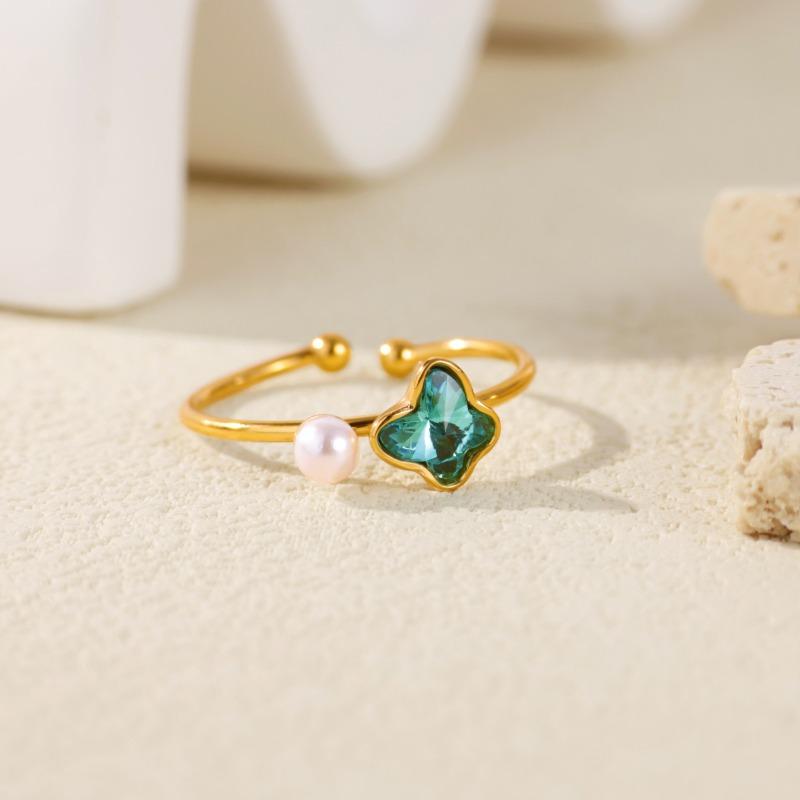 Neuer personalisierter kreativer schachbrettmusterfarbener Schmetterling offener Ring Damen leichter Luxus High-End Schmuckring