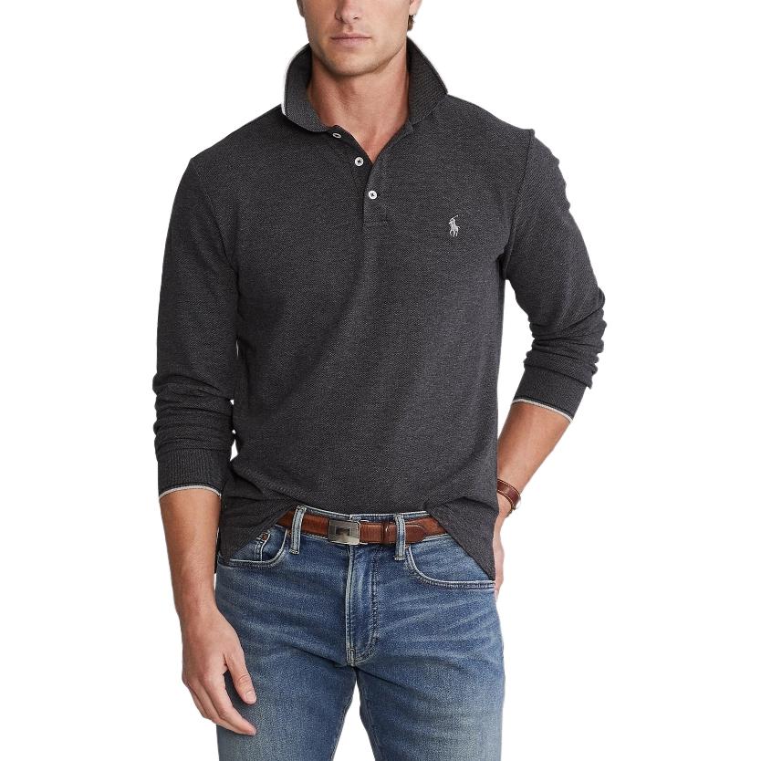 Polo Ralph Lauren SS24 Slim Fit Long Sleeve Polo Shirt Men Tops Black MNPOKNI16821621-001