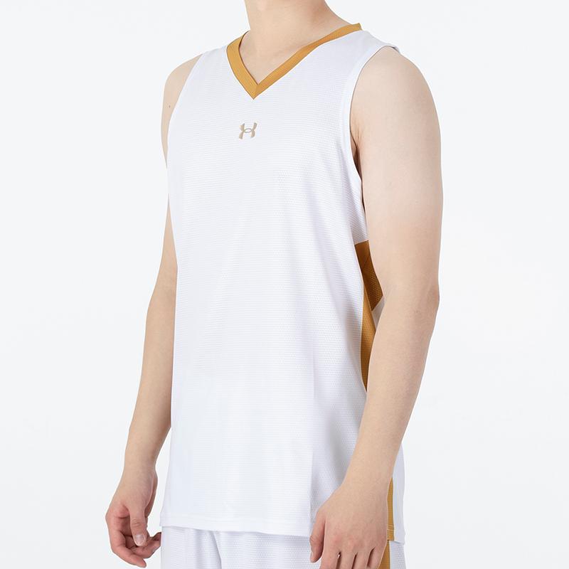 Under Armour Color Block Knit Training Basketball Vest Men Tops White 21500107-100