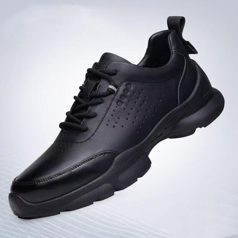 Leather casual shoes men's spring new breathable comfortable walking shoes trendy fashion black business men's shoes