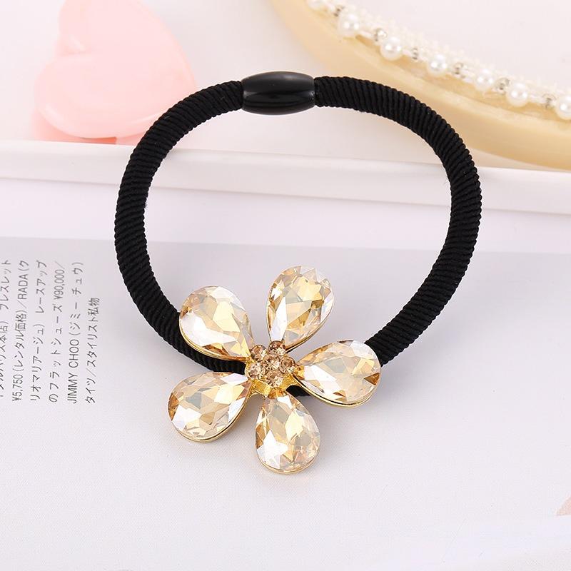 Korean Fashion Rhinestone Elastic Hair Rubber Bands For Girls Tie Hair Ring Rope Scrunchie Office Accessories Ponytail Headdress
