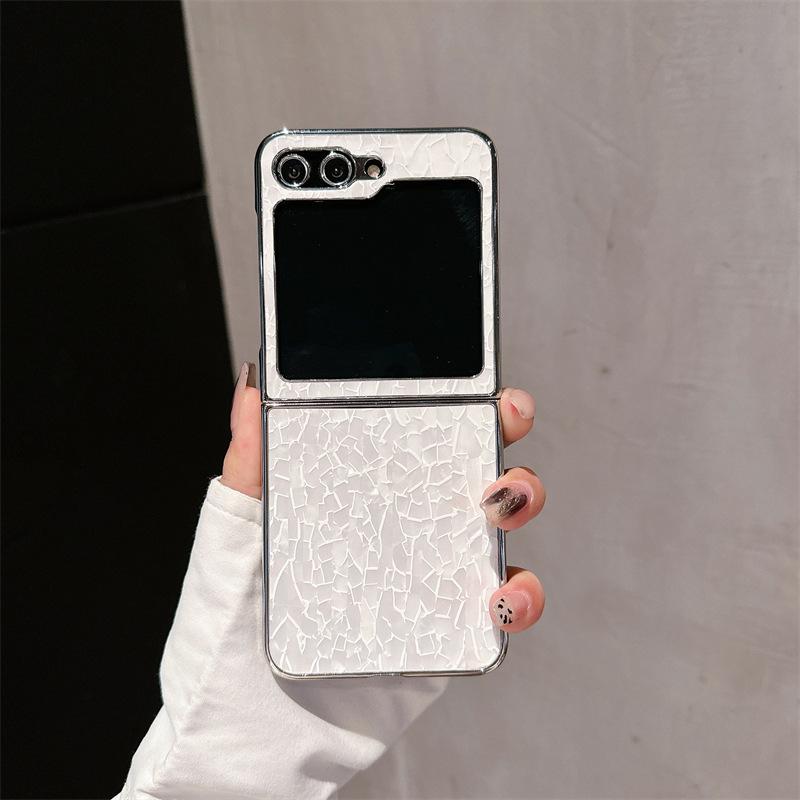 Applicable To Samsung ZFlip5 Shell Pattern Electroplated Shell Japanese and Korean Zflip4 Folding Screen Back Cover Zflip3 Protective Case
