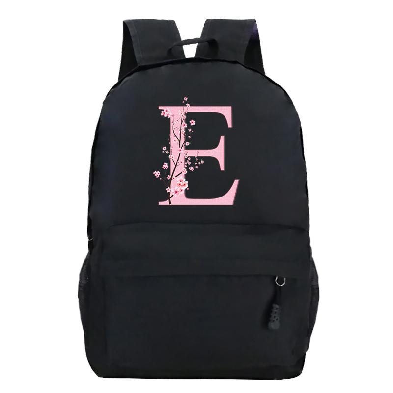 Back To School Rucksacks Trend Graphic Flower Alphabet Harajuku Style Trend Open-air Journey Knapsack Zip Laptop Bagpack