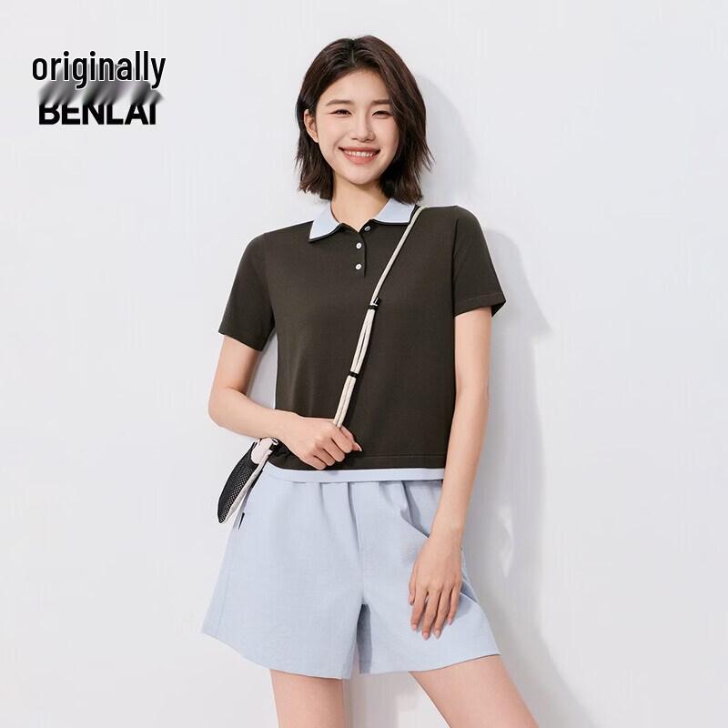 BENLAI Women s Color-block Knit Polo Top S