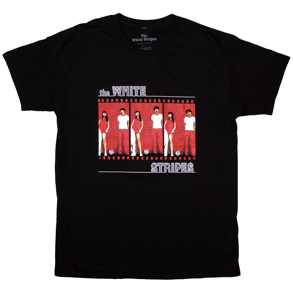 Officially licensed The White Stripes Film Strip Mens Black 100% Cotton T-shirt Mens Tees Top Classic Tee M