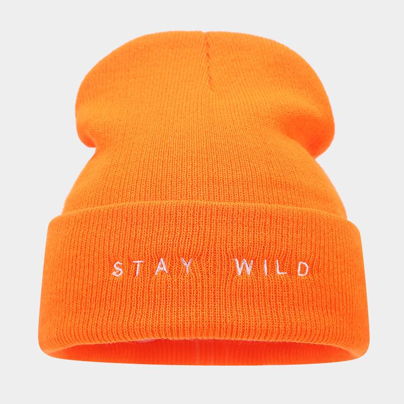 Autumn and winter new large board knitted hat men's trendy personality retro cold hat women's fashion letter embroidery simple stacking hat