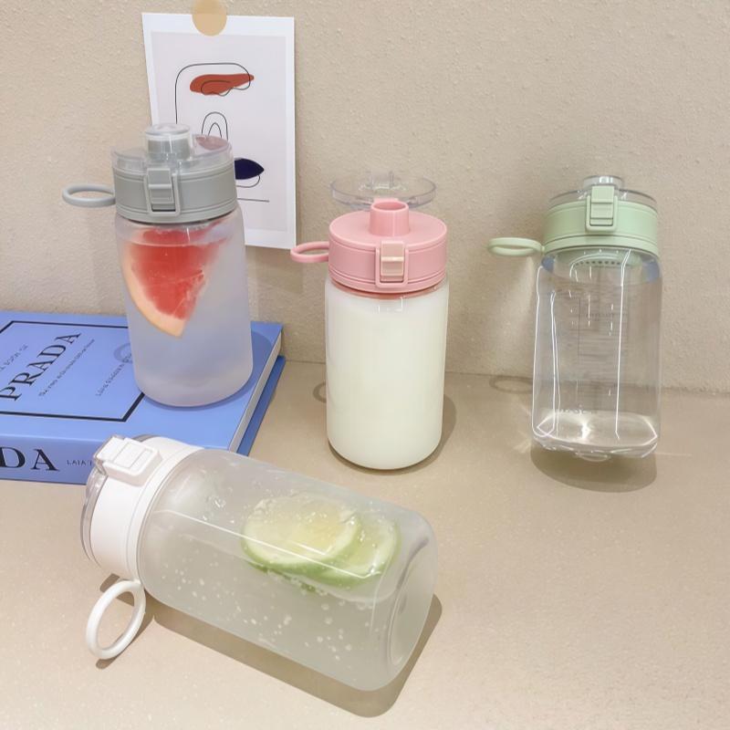 450ML Transparent Sports Water Bottle Fitness Plastic Cups With Capacity Scale Leak-proof Drinking Bottles for Summer Drinkware