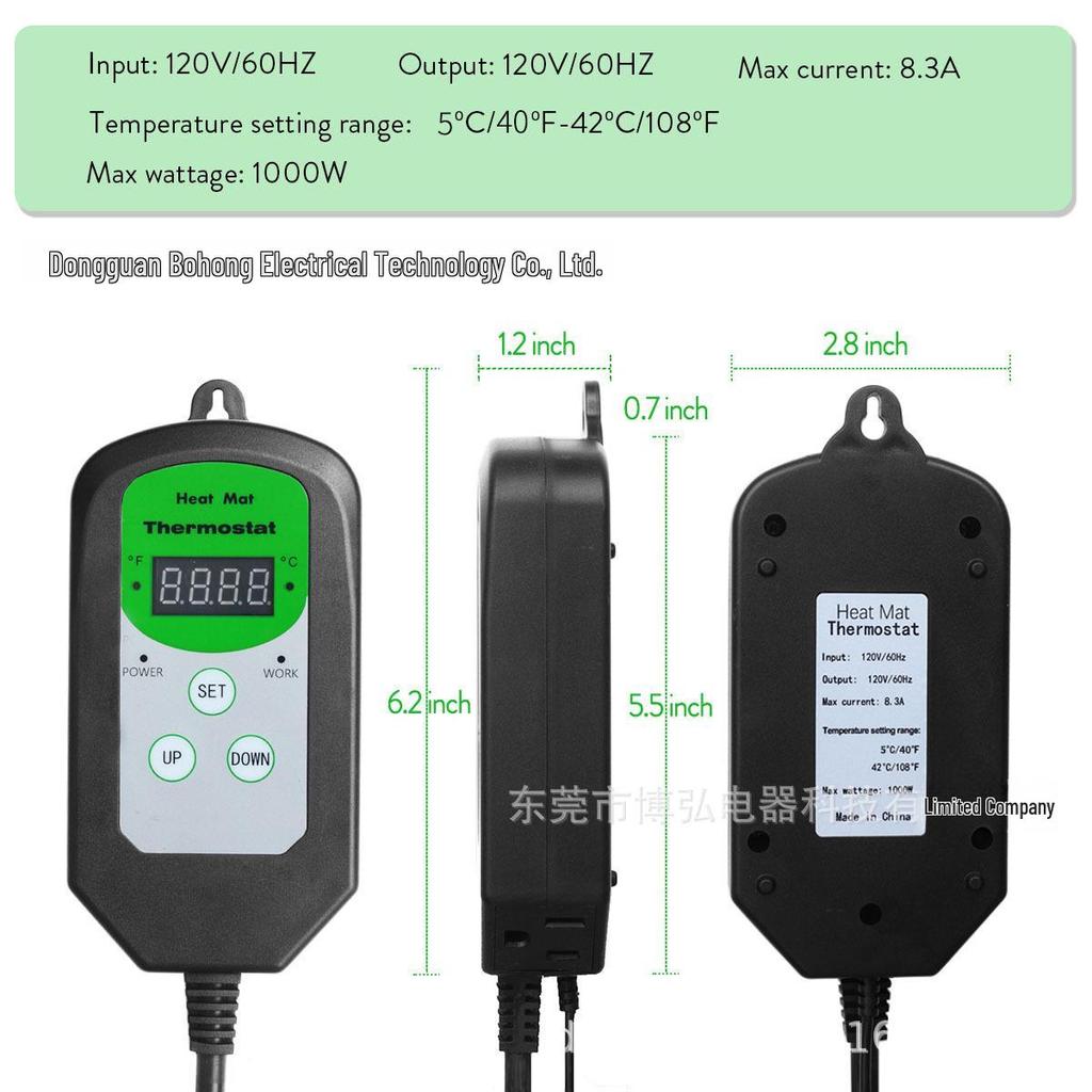 110V Digital Temperature & Humidity Controller for Heat Mats and Plant Crawlers