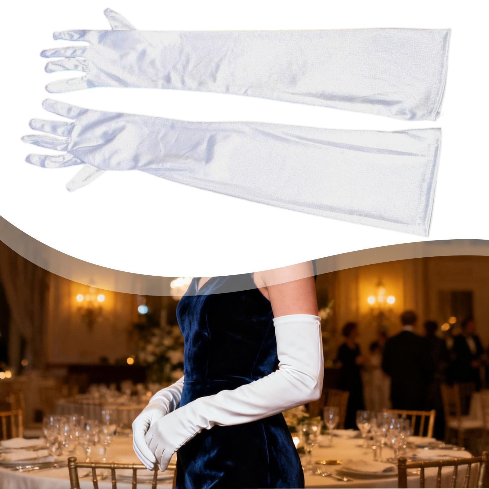 

Длинные перчатки Аксессуар для костюма Перчатка длиной до локтя для женщины Ночной клуб белый