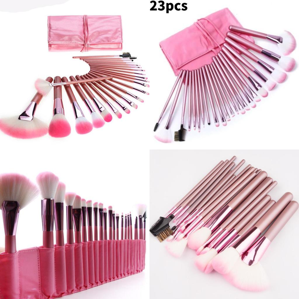 Make-up Pinselset 22tlg. Mit Tragbarer Rosa Pinselrolle Zum Verblenden Und Für Detailarbeiten