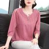Dames Lente Zomer Blouses Shirts Dames Mode Casual Korte Mouw V-Hals Kraag Bloemenprint Blusas Tops TT2247