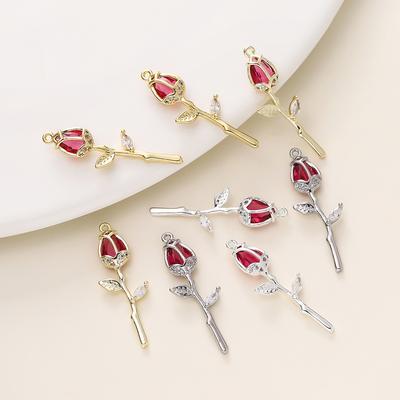 Rose Zircon Pendant Small Rose Gold Pendant DIY Accessories