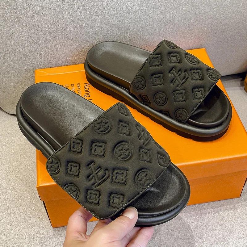 Fashion Ladies Magic Sticker Flat Slippers 2025 Summer New Designer for Women Elegant Home Flat Slippers Outdoor Sandals and Slippers