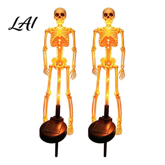 Decorative Cemetery Ground Inserts Solar Skeleton Garden Stake Light Halloween 3D Glowing Skull Yard Exterior Path Lights Decor with LED Waterproof