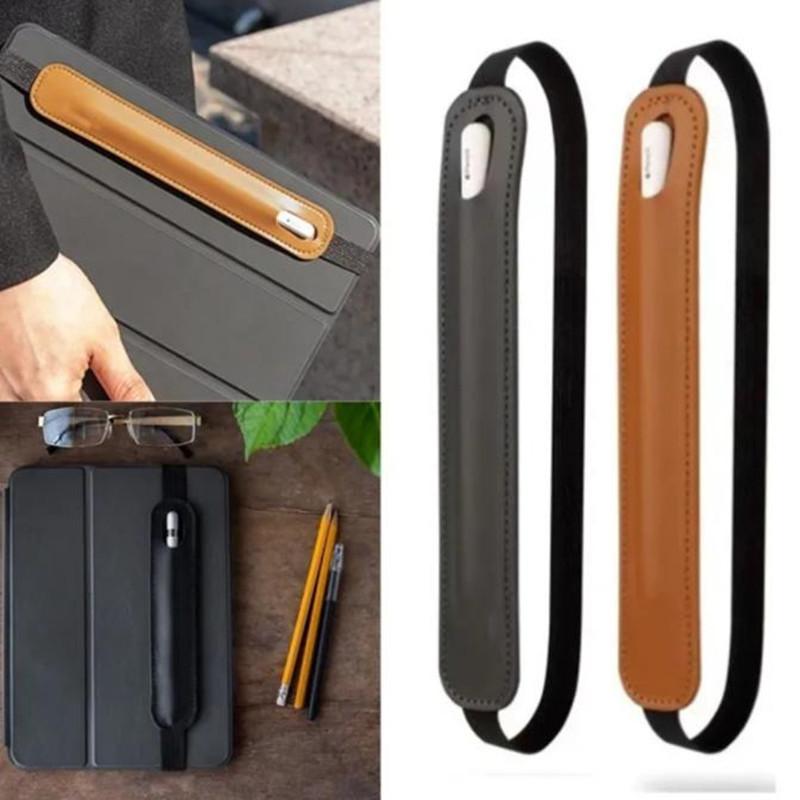 PU-Leder Elastisches Band Stylus Stift Hülle Tasche für Federmäppchen Anti-Verlust Befestigter Schutzbeutel für IPad IPencil 1 2