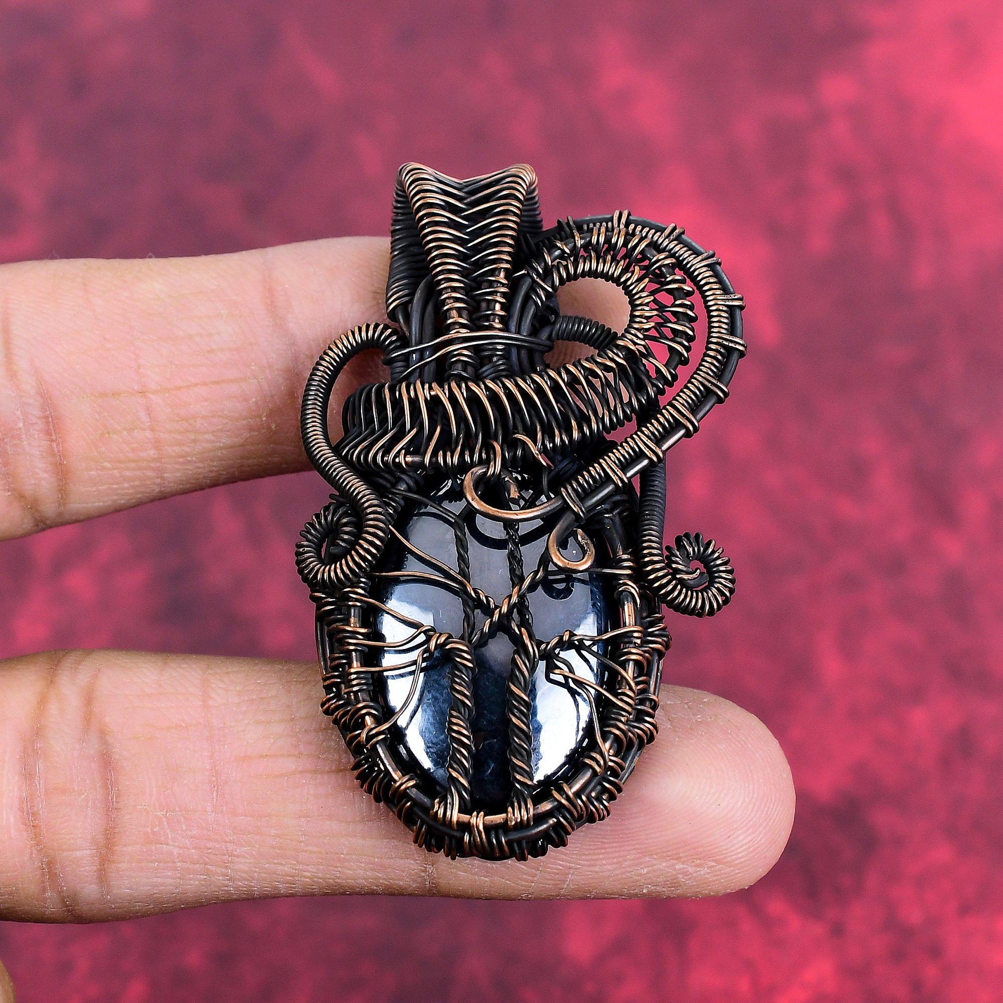 Tree of life shungite pendant copper wire wrapped pendant natural gemstone pendant antique copper jewelry gifts for mother handmade pendant