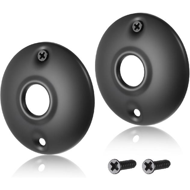 2 Pcs Vintage Door Knob Classic Old Style Door Knob Plates Round Rosettes Matte Black Doors Knobs Scar Plates Replacement for Interior Doors