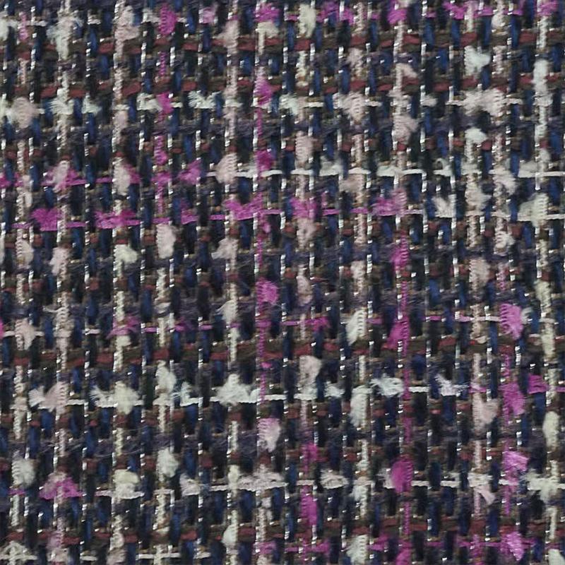 Woolen Acrylic Purple Check Soft Fabric for Coat Rapier Woven Yarn-dyed Tweed Fabric фиолетовый