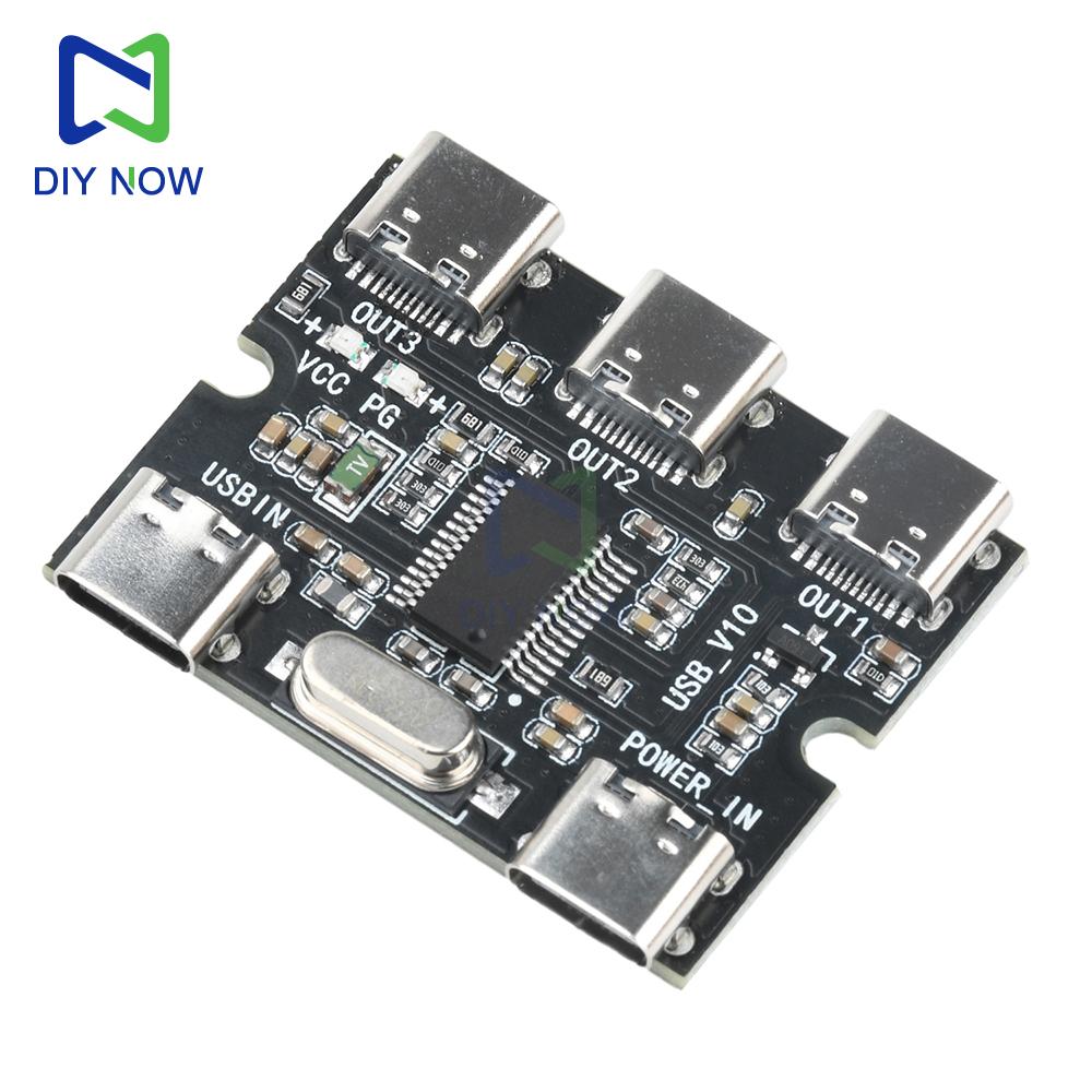 For Raspberry Pi 4/5 Generation USB Expansion Board Hub 1 in 3 out HUB Expansion Module With Power Interface Type-C Interface