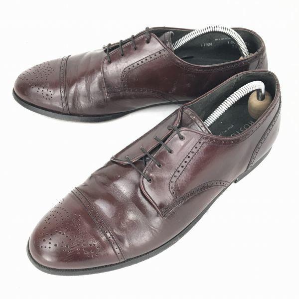 

80s-90s Vintage USA Made/BOSTONIAN/Leather Punched Cap Toe Dress Shoes/29.0/Red Brown/Business(USED)