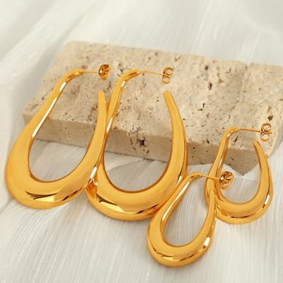 Big U-shaped Earrings Titanium Steel Personalized Exaggerated Jewelry Hollow Earrings Geometric