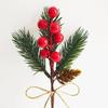Artificial Christmas Red Berry Pine Needle Faux Greenery Stem for Wreath Garland Tree Decoration Home Decor DIY Supplies Festive
