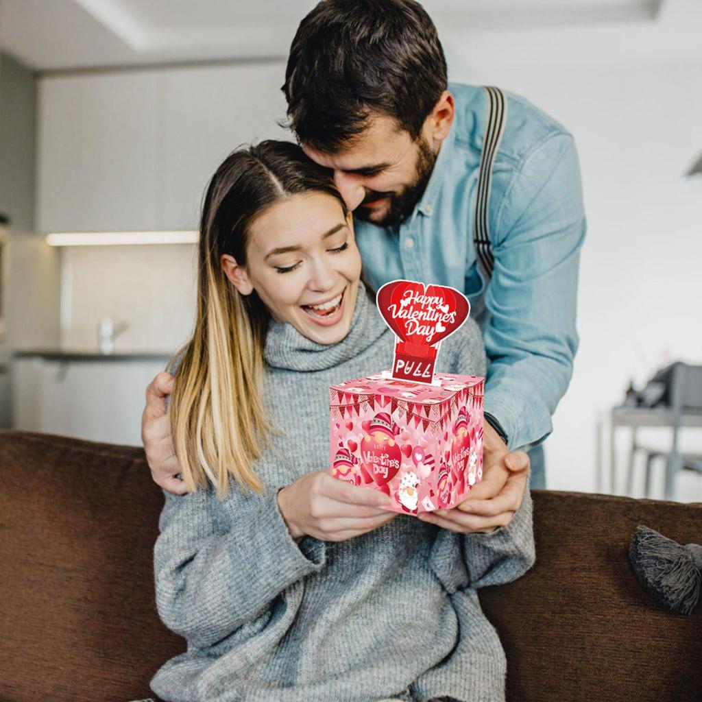 Valentine's Day Surprise Cash Gift Box with Pull-Out Red Envelope