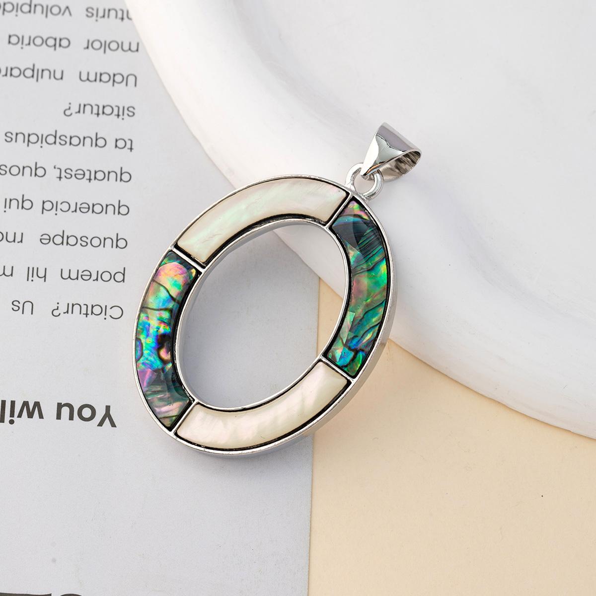 

1 шт. Подвеска из натуральной ракушки-ушка, стильные простые полые овальные подвески для самостоятельного изготовления женских и мужских ожерелий, сережек, брелоков, подвесных креативных аксессуаров для поделок 1Pc/45x36mm