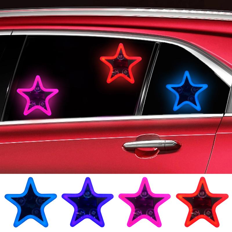 Solar Charging LED Car Window Lights Star Shaped Sparkling Mood Lights Neon Lights Car Interior Light Window Glowing Decoration