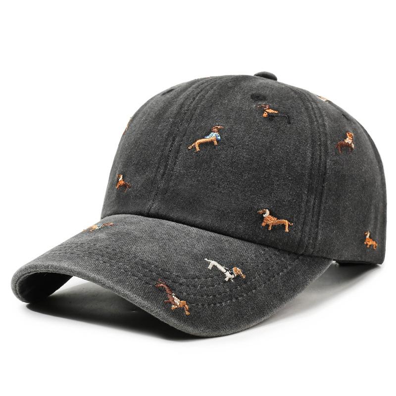 Spring Autumn Puppy Embroidered Soft Top Baseball Cap Vintage Hat
