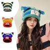 1PC Cute Keep Warm Knitted Hat Festival Spliced Colors Fashionable Pig Ears Thickened Gathering Take Photos New Style