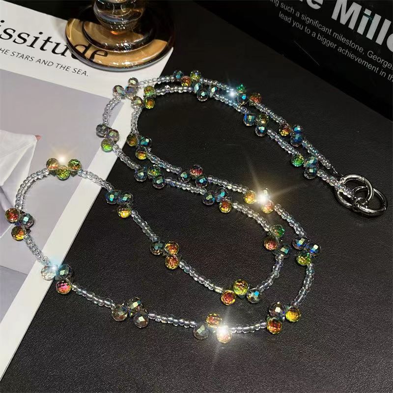Pvc Beaded Phone Lanyard With Card Holder For Men And Women