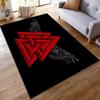 Red Geometric Pattern Black Carpet with Raven Design for Living Room Suitable for use as an anti-slip for living room bedroom sofas