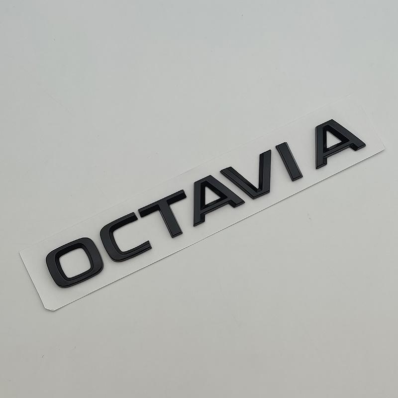 1Pc 3D OCTAVIA  ABS Chrome Black Logo Emblem Letters Car Trunk Badge Sticker Accessories