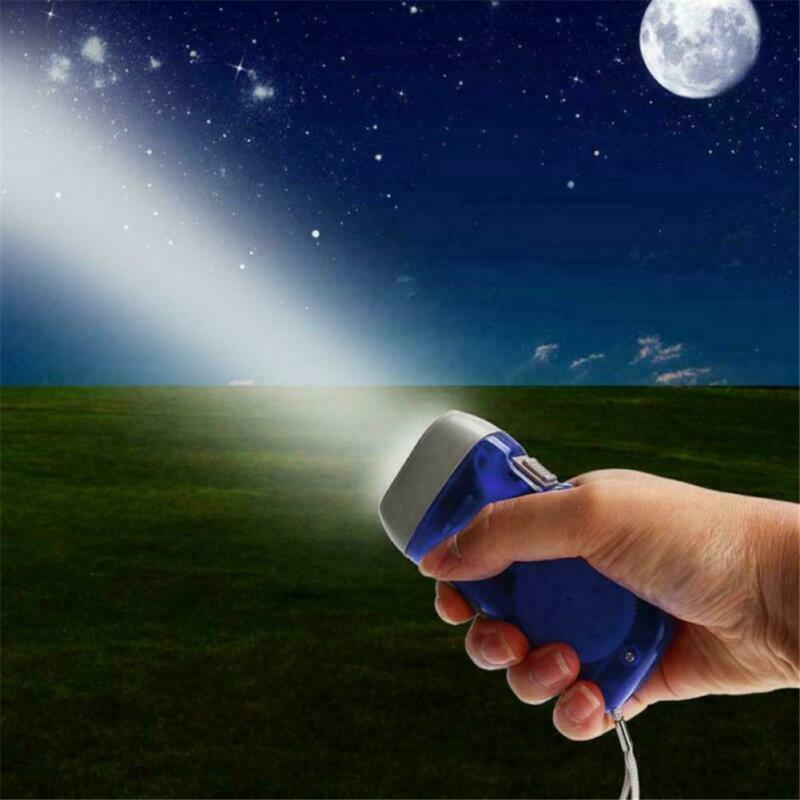 3 LED-Handdruck-Taschenlampe, superhell, stabil, Kurbel-Stromgenerator, Uhrwerk-Taschenlampe