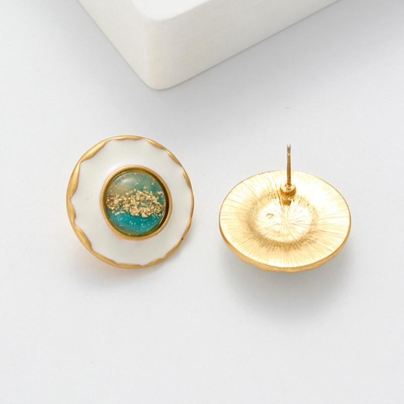 Retro Vintage Starry Sky Glazed Stud Earrings for Women.