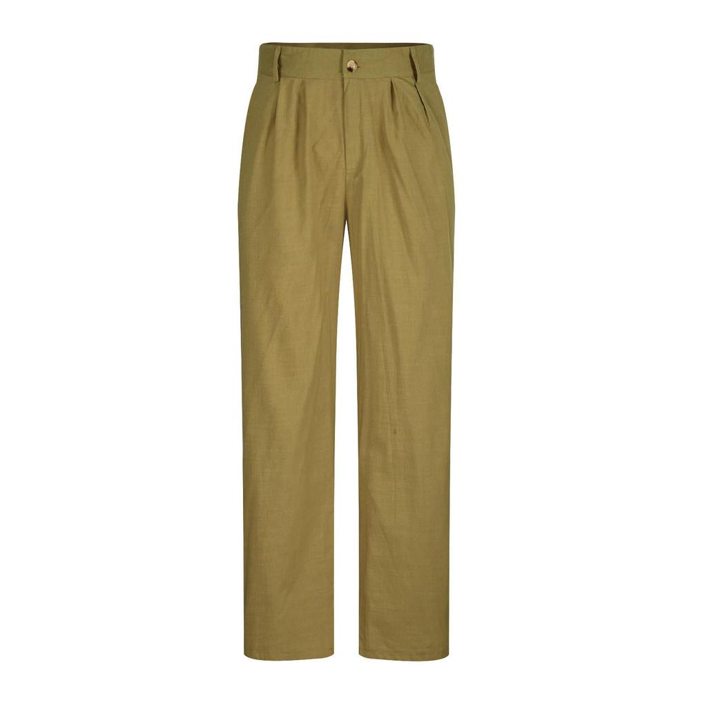 Men's Casual Loose And Comfortable Casual Pants Cotton Linen Printed Drawstring Trousers