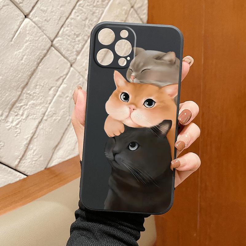 Love cat pattern design phone case suitable for iPhone 17 16 15 14 13 12 11 Pro/Max/Plus anti drop and shockproof back cover