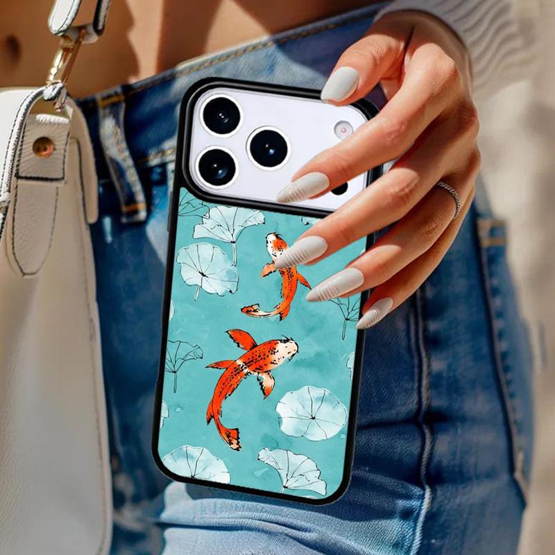Koi Carp Fish Phone Case For iPhone 17 Air 14 15 13 12 Max Cover For Apple 14 15 16 16e 11 Pro Max Plus