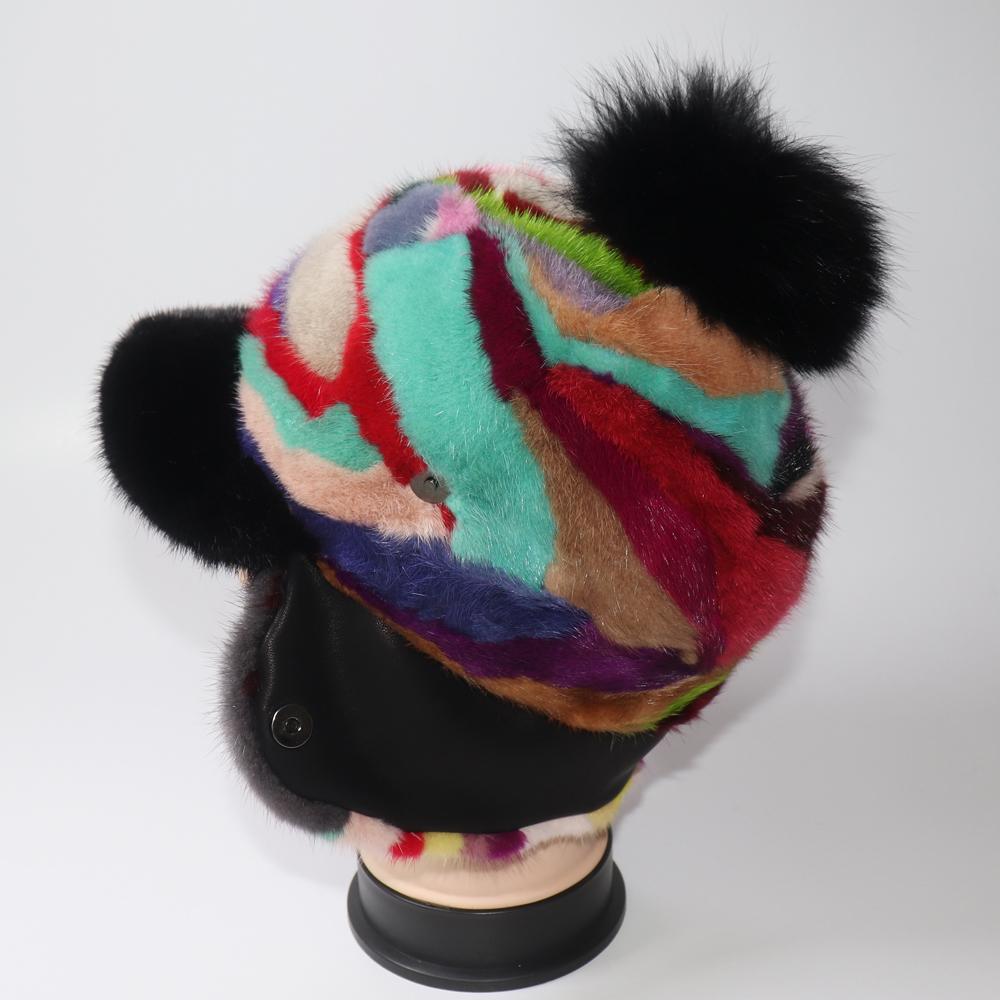 New Women Winter Real Fur Baseball Cap Natural Warm Mink Fur Hat Lady Thick Quality 100% Genuine Real Mink Fur Hats