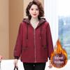 Plus Size Hooded Velvet Coat for Middle-Aged Women - Fashionable Cotton-Padded Jacket