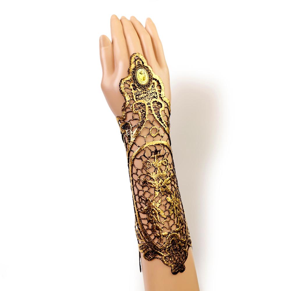 

Retro Gold Lace Women s Gloves with Bracelet – Formal Wear Decoration One Size