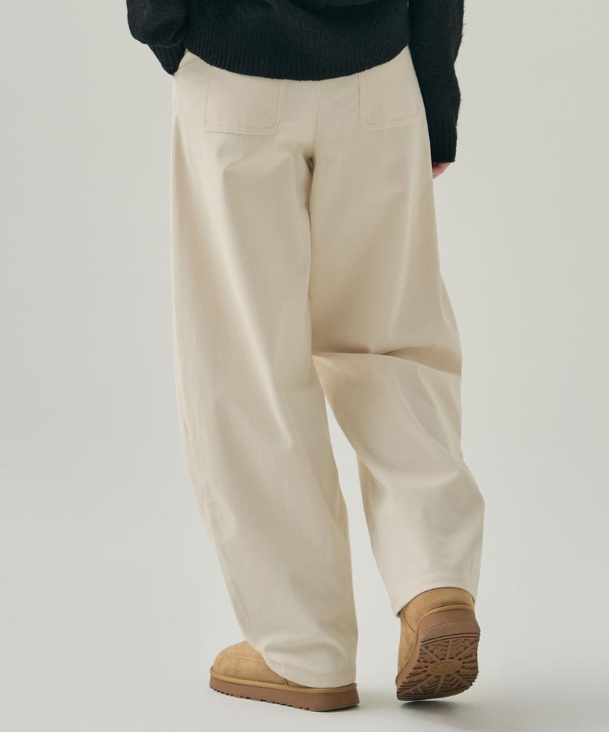 Deuloupisumeon Curved Corduroy One-Pleat Slacks [Brown]