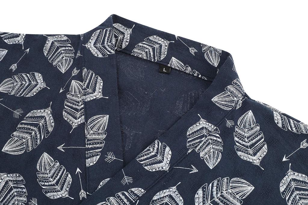 Men's Jinbei Pajamas, Cotton, Spring, Summer, and Autumn, Loungewear, Loungewear, Sleepwear, Nightwear, Front-Opening, Lightweight, with Chest Pocket,
