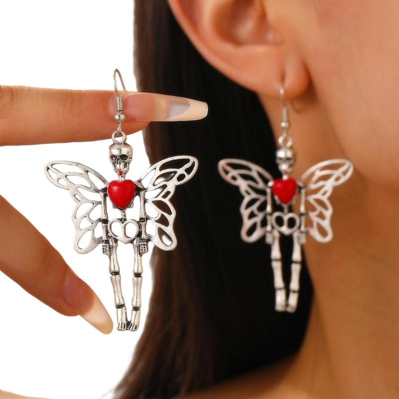 Bat And Spiders Dangle Earrings Gothic Jewelry Alloy For Women Halloween Party Outfits