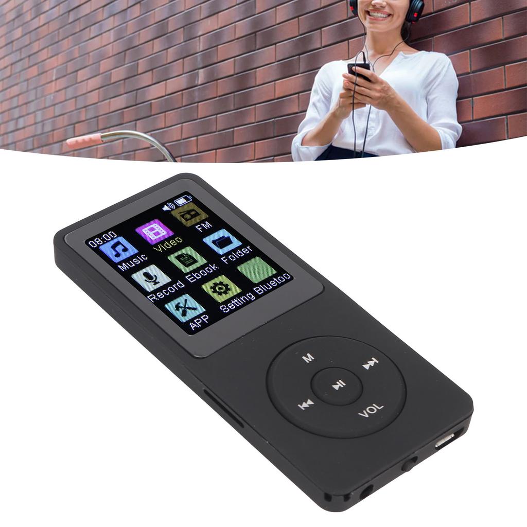 Bluetooth MP3 Player 1.8 Inch Color Display Built In Speaker Electronic Book Reader Recorder Pocket 